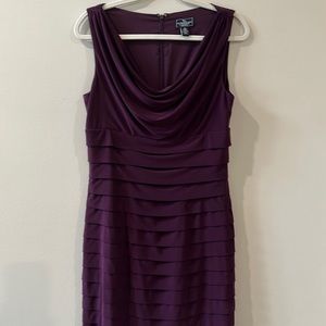 American Living Eggplant Tiered Knee Length Dress
